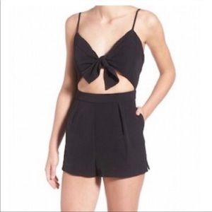 Kendall & Kylie - Black Cut Out Tie Front Black Romper - Size XS